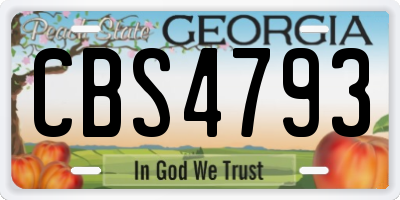 GA license plate CBS4793