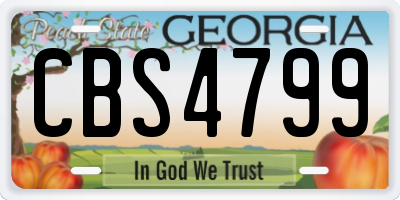 GA license plate CBS4799