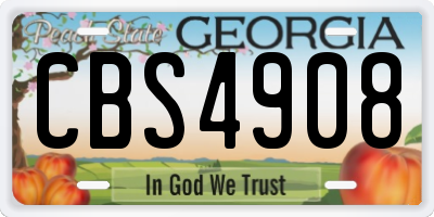 GA license plate CBS4908
