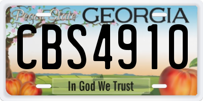 GA license plate CBS4910