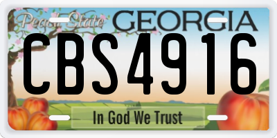 GA license plate CBS4916