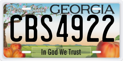GA license plate CBS4922