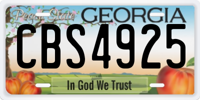 GA license plate CBS4925