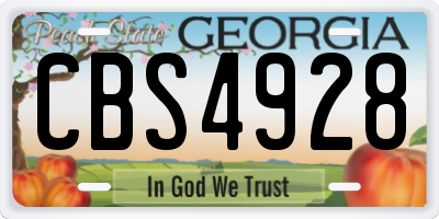 GA license plate CBS4928