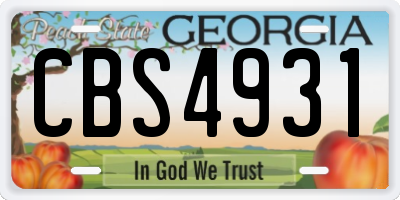 GA license plate CBS4931