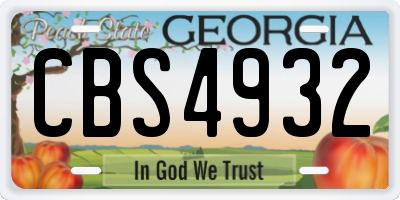 GA license plate CBS4932