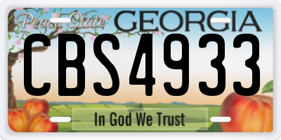 GA license plate CBS4933