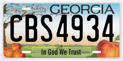 GA license plate CBS4934