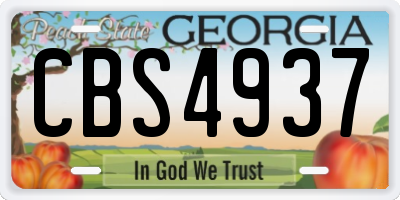 GA license plate CBS4937