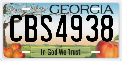 GA license plate CBS4938