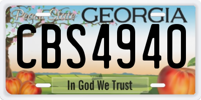 GA license plate CBS4940