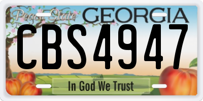 GA license plate CBS4947