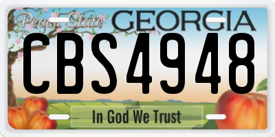 GA license plate CBS4948