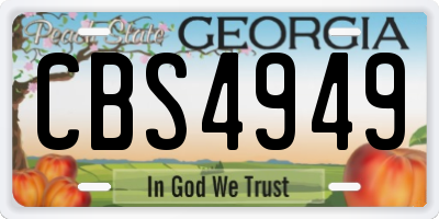 GA license plate CBS4949