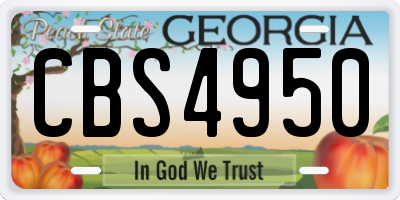 GA license plate CBS4950