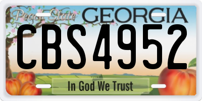 GA license plate CBS4952