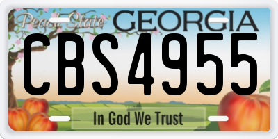 GA license plate CBS4955