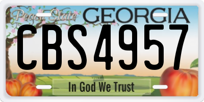 GA license plate CBS4957