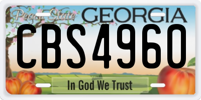 GA license plate CBS4960