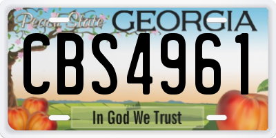 GA license plate CBS4961