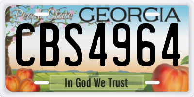 GA license plate CBS4964