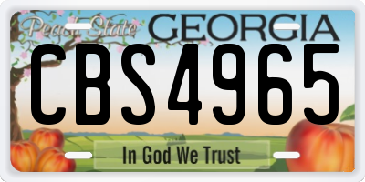 GA license plate CBS4965