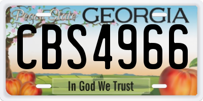 GA license plate CBS4966