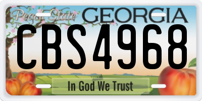 GA license plate CBS4968