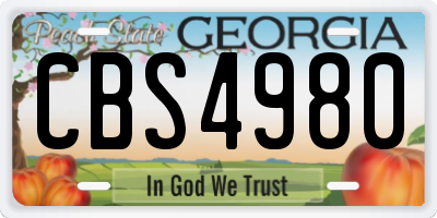 GA license plate CBS4980