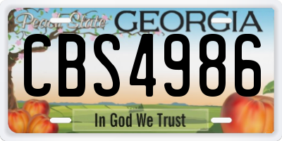 GA license plate CBS4986