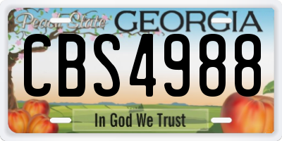 GA license plate CBS4988
