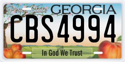 GA license plate CBS4994