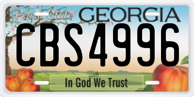 GA license plate CBS4996