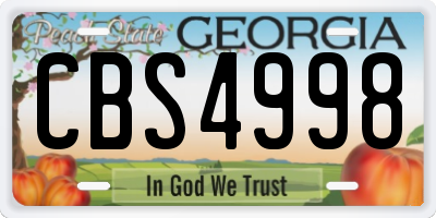 GA license plate CBS4998