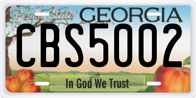GA license plate CBS5002