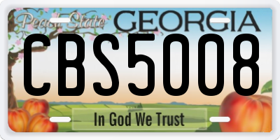 GA license plate CBS5008