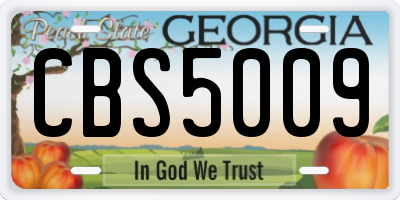 GA license plate CBS5009