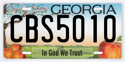 GA license plate CBS5010