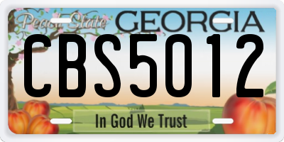GA license plate CBS5012