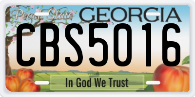 GA license plate CBS5016