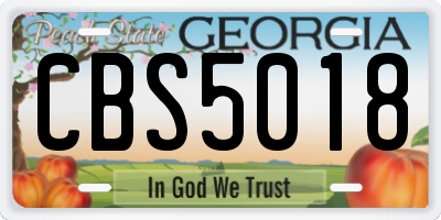 GA license plate CBS5018