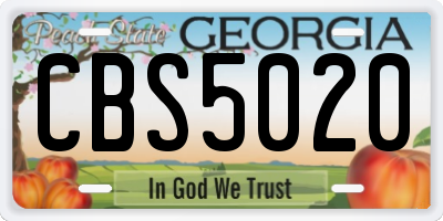 GA license plate CBS5020