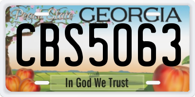 GA license plate CBS5063