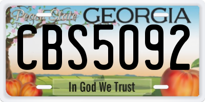 GA license plate CBS5092