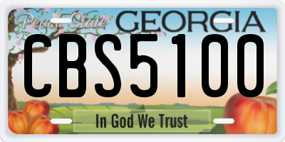 GA license plate CBS5100