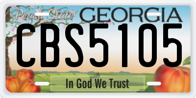 GA license plate CBS5105