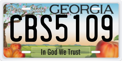 GA license plate CBS5109