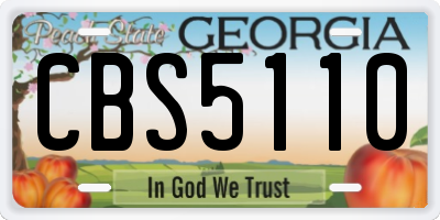 GA license plate CBS5110