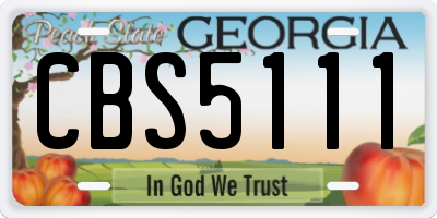 GA license plate CBS5111