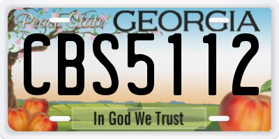 GA license plate CBS5112